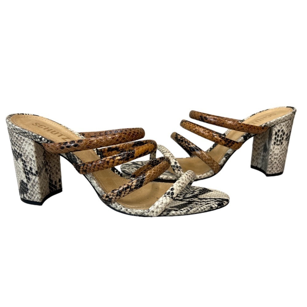 Schutz Anthropologie Python Snake Print Strappy S… - image 1